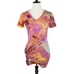 ♦️5/$20 Shein Tie-dye V-neck Side-Knot Tunic Top XS